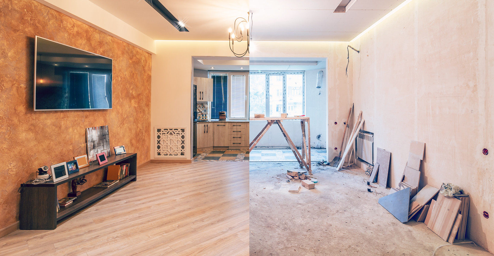 A living room that's being renovated