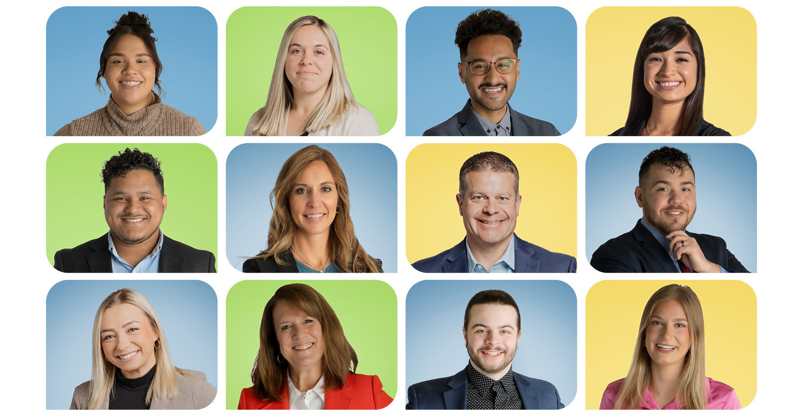 A grid of UBT employees