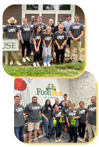 picture collage of employees volunteering