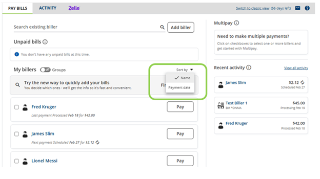 A screenshot of Billpay in UBTgo