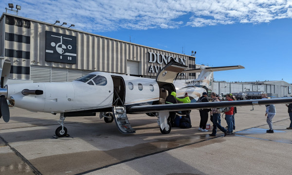 A small plane on a tarmac in Lincoln, Nebraska.